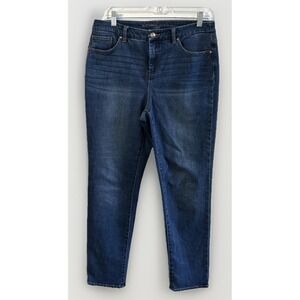 Chicos Womens So Slimming Stretch Girlfriend Ankle Jeans  Sz 8 (1) No Pilling